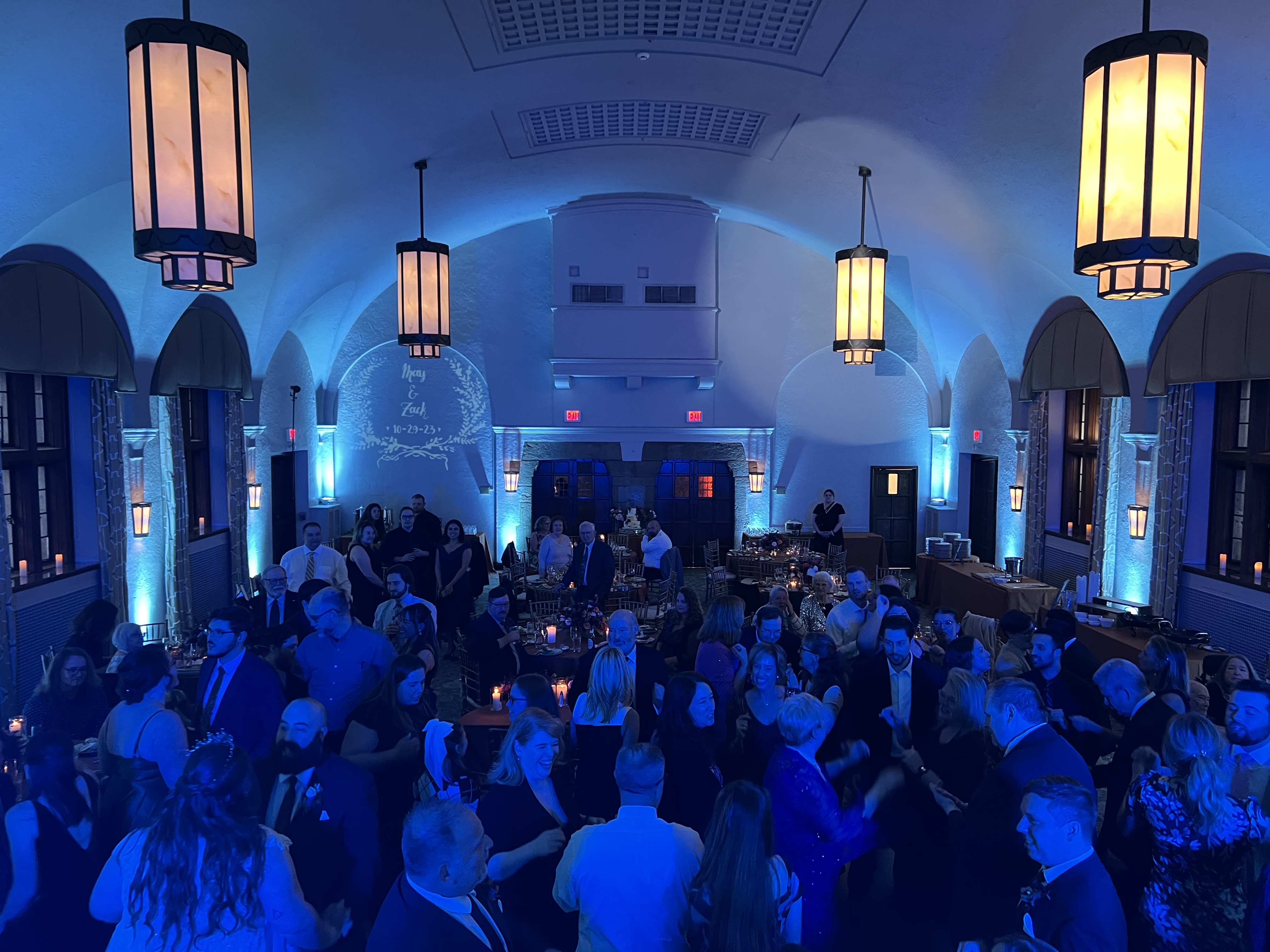 Blue ballroom uplighting